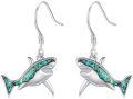 wholesale 925 Sterling Silver Turquoise Shark Dangle Drop Earring for Women Beach Jewelry-0-0