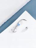 wholesale 925 Sterling Silver Anchor Belly Button Ring with Blue Heart Stone Navel Piercing Jewelry for Women Gifts-0-2