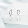 wholesale 925 Sterling Silver Baroque Pearl Huggie Hoop Earrings for Women's -0-2