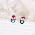 wholesale 925 Sterling Silver Heart-Shaped Penguin Stud Earrings with Blue Crystal Accents-0-1