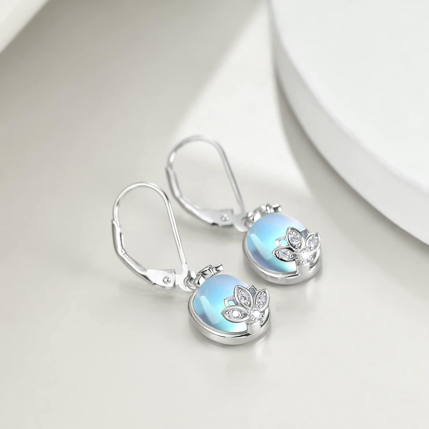 wholesale 925 Sterling Silver Moonstone Celtic Filigree Teardrop Dangle Earrings with Leverbacks-0-3