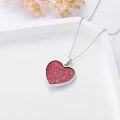 wholesale 925 Sterling Silver & Red Opal 1 Sunflower Necklace with Heart Charm - Meaningful Gift for Women-0-2