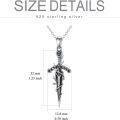 wholesale 925 Sterling Silver Blue Sapphire Medieval Sword Cross Pendant Necklace-0-3
