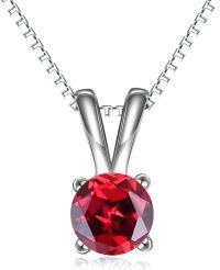 wholesale Sterling Silver Cubic Zirconia Solitaire Pendant Necklace for Women-July-Ruby