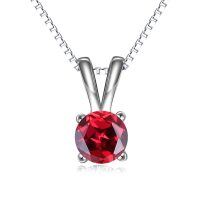 wholesale 925 Sterling Silver Pendant Necklace Wholesale With Green Gemstone And Chain-July-Ruby