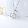wholesale 925 Sterling Silver Heart-Shaped Cat Pendant Necklace for Women Girls Friendship-0-3