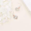 wholesale 925 Sterling Silver Crystal Mother's Day Gift Rose Flower Heart Shape Dangle Earrings for Women-0-5