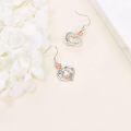 wholesale 925 Sterling Silver Crystal Mother's Day Gift Rose Flower Heart Shape Dangle Earrings for Women-0-5
