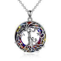 wholesale TOUPOP Christmas Gifts For Mom, Mothers And Daughter/son Necklace, 925 Sterling Silver Tree Of Life Crystal Jewelry Birthday Gifts For Women Mother Grandma Wife -color_name:B-Mother and 2 Child-Volcano Crystal
