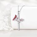 wholesale 925 Sterling Silver Red Cardinal Bird Gothic Cross Pendant Necklace for Women Gifts-0-1