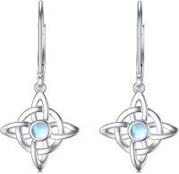 wholesale 925 Sterling Silver Moonstone Celtic Knot Drop Dangle Hook Earrings s for Women and Teenage Girl-Style 1