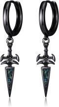wholesale 925 Sterling Silver Black Cross Feather Sword Spike Star of David Dangle Earrings with Turquoise Malachite and Abalone Punks Gothic Gifts-0-0