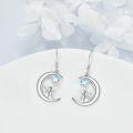 wholesale 925 Sterling Silver Rabbit on the Moon Star Dangle Drop Earrings for Women-0-2