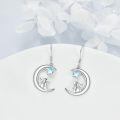 wholesale 925 Sterling Silver Rabbit on the Moon Star Dangle Drop Earrings for Women-0-2