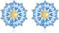 wholesale 925 Sterling Silver Blue and Yellow Daisy Flower Stud Earrings for Women-0-0