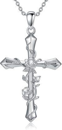 wholesale 925 Sterling Silver Cross Pendant Necklace for Women-Silver 6 Style 5