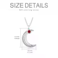 TOUPOP Sterling Silver Garnet Moon Pendant Necklace-0-5