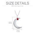 TOUPOP Sterling Silver Garnet Moon Pendant Necklace-0-5