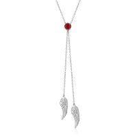 wholesale 925 Sterling Silver Blue Opal Angel Wings Pendant Necklace-January