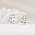 wholesale 925 Sterling Silver Round Blue Moonstone Huggie Hoop Earrings-0-2