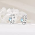wholesale 925 Sterling Silver Round Blue Moonstone Huggie Hoop Earrings-0-2