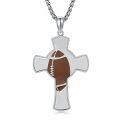 wholesale 925 Sterling Silver Cross Football Design Catholic Saint Medal Pendant Necklace for Protection Gifts for Men & Women-0-0