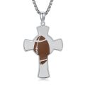 wholesale 925 Sterling Silver Cross Football Design Catholic Saint Medal Pendant Necklace for Protection Gifts for Men & Women-0-0