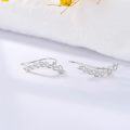 wholesale 14K White Gold Feather Design Ear Climbers Stud Earrings for Women-0-4