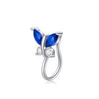 wholesale 925 Sterling Silver Blue Butterfly Earring With Clear Stones-Sapphire Blue