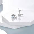 wholesale 925 Sterling Silver Blue Opal Whale Stud Earrings for Women Girls Gifts Jewelry Accessories 3D Cartoon Style Minimalist Design Hypoallergenic Safe Nickel Free-0-4