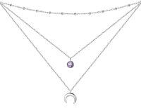 wholesale Sterling Silver Gold Plated Moonstone Crescent Moon Choker Necklace for Women-February