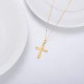 wholesale 14K Gold Crystal Embellished Cross Pendant Necklace for Women 28 Chain Length-0-3