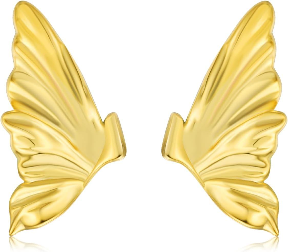  Sterling Silver Animal Stud Earrings Butterfly Unicorn Yorkie Beagle Axolotl Frog Cow Panda Dog Dino Cat Hedgehog Sloth -Gold