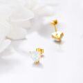 wholesale 14K Gold Heart-Shaped White Opal Stud Earrings - Solid 14K Gold Jewelry for Women-0-2