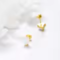 wholesale 14K Gold Heart-Shaped White Opal Stud Earrings - Solid 14K Gold Jewelry for Women-0-2