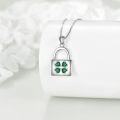 wholesale 925 Sterling Silver Lock Pendant with Four-Leaf Clover Design for Women's Necklaces - Saint Patrickâs Day Gift Ideas-0-1