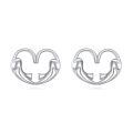 wholesale 925 Sterling Silver Open Heart Stud Earrings White Gold Plated Jewelry For Women-0-0