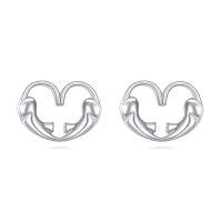 wholesale 925 Sterling Silver Open Heart Stud Earrings White Gold Plated Jewelry For Women-B-Cat