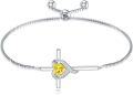 wholesale TOUPOP Citrine Cross Bracelet For Women Sterling Silver Birthstone Cross Bracelet Heart Cross November Birthstone Jewelry Birthday Anniversary Christmas Gifts For Her Wife Girlfriend Mom -0-0