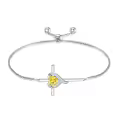 TOUPOP Sterling Silver Citrine Cross Bracelet November Birthstone Jewelry-0-0
