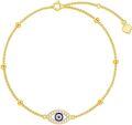 wholesale 14K Gold Evil Eye Bracelet with Cubic Zirconia and Beads - Adjustable Size (6-9)-0-0
