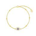 wholesale 14K Gold Evil Eye Bracelet with Cubic Zirconia and Beads - Adjustable Size (6-9)-0-0