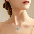 wholesale 925 Sterling Silver Turquoise Heart Pendant Necklace with Chain for Women-0-3