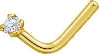 wholesale 925 Sterling Silver Plated 14K White Yellow Gold Natural Cubic Zirconia (I2 I3) L Shaped Nose Ring 20G 0 03Ct-Yellow Gold