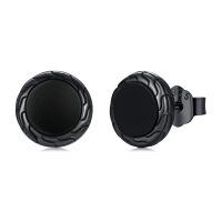 wholesale 925 Sterling Silver Round Black Onyx Stud Earrings - Hypoallergenic Punk Gothic Jewelry for Women and Men-Black Onyx1