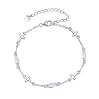 wholesale 925 Sterling Silver Cross/Heart/Infinity/Star of David Bracelet for Women with Opal/Malachite/Moonstone Gift Jewelry-white opal