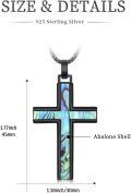 wholesale Black 925 Sterling Silver Abalone Shell Inlay Cross Pendant Necklace for Men & Women-0-5
