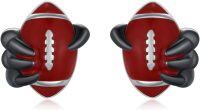wholesale 925 Sterling Silver Football Design Stud Earrings with Black Claws and Red Enamel Sporty Gift Idea-Football
