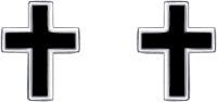 wholesale 925 Sterling Silver Black Enamel Cross Stud Earrings-Onyx