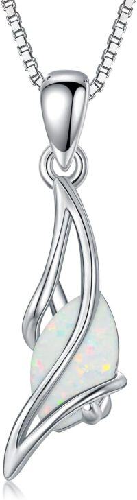 wholesale Sterling Silver Gemstone Pendant Necklace for Women Fine Jewelry Gift-Opal